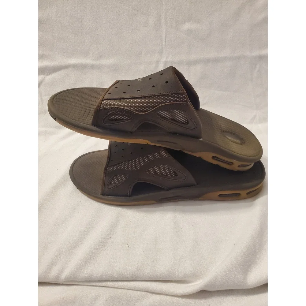 Speedo Mens Slide Sandals Brown Air Cushion Water Shoes Size 11